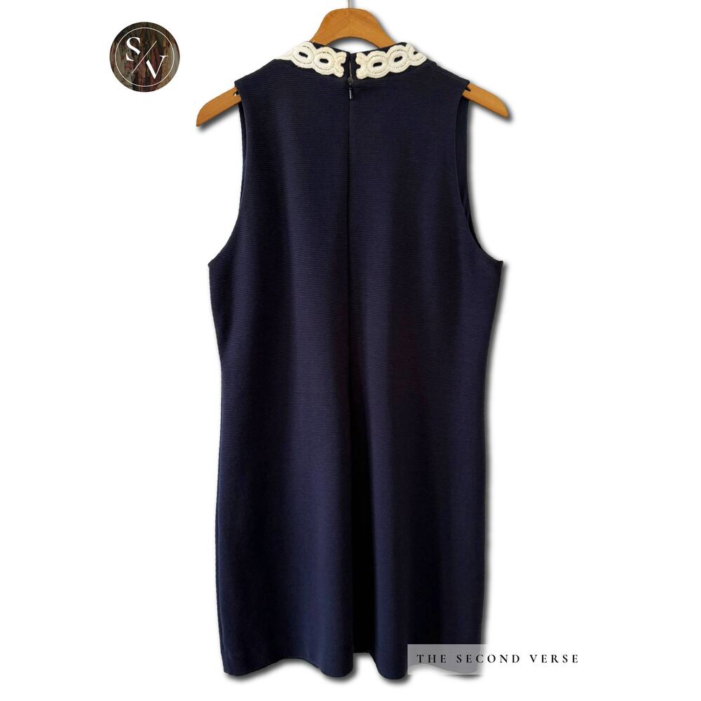 Lilly Pulitzer Calista Navy Dress With White Lace Accent Size Large - Picture 3 of 11
